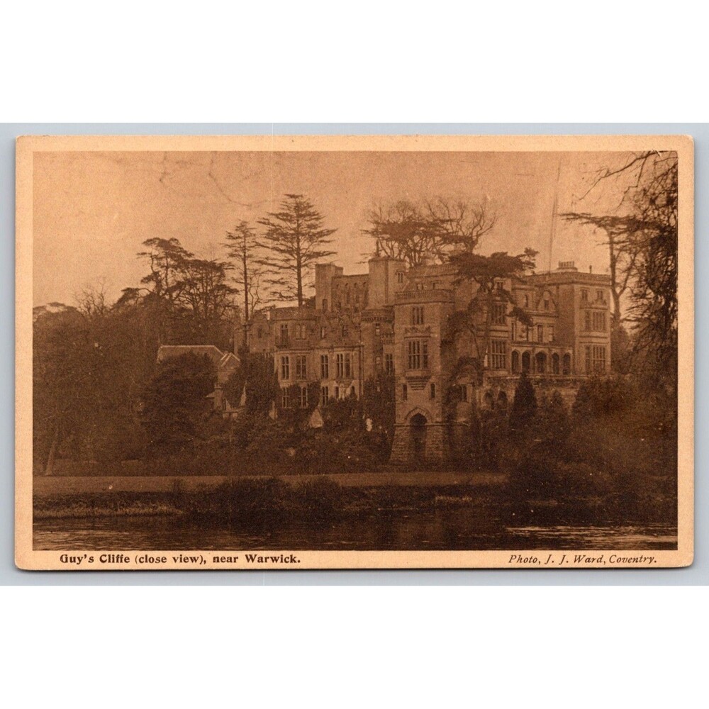 Vintage Postcard Guy's Cliffe Near Warwick Close View JJ Ward Sepia Photo Art